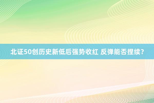 北证50创历史新低后强势收红 反弹能否捏续？