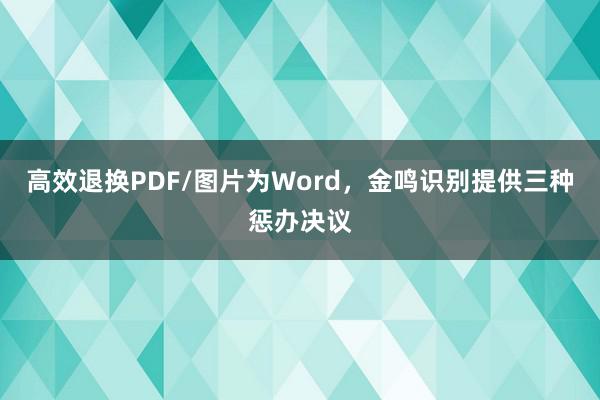 高效退换PDF/图片为Word，金鸣识别提供三种惩办决议