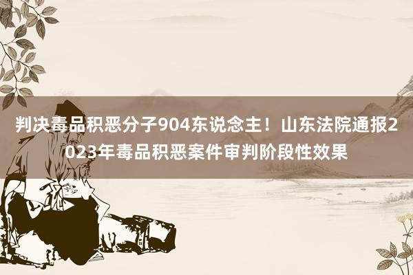 判决毒品积恶分子904东说念主！山东法院通报2023年毒品积恶案件审判阶段性效果