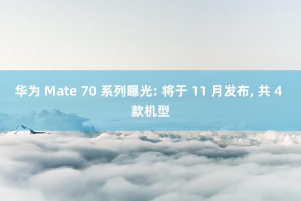 华为 Mate 70 系列曝光: 将于 11 月发布, 共 4 款机型