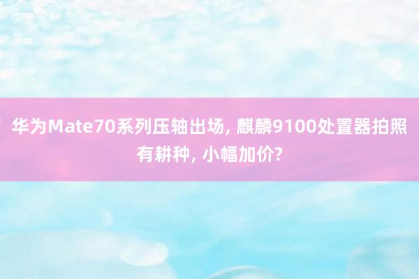 华为Mate70系列压轴出场, 麒麟9100处置器拍照有耕种, 小幅加价?